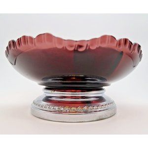 Vintage Farber Brothers Krome Kraft Amethyst Glass 3 Section Candy Relish Dish